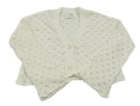 Smetanový perforovaný propínací crop svetr Zara