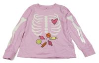 Růžové triko s kostmi a sladkostmi Kuniboo