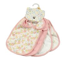 Nové - 4x slinták - bílý květovaný s včelami + růžový + bílý + bílý s včelami F&F