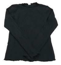 Černé žebrované triko Hema