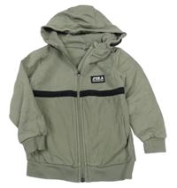 Khaki propínací mikina s nášivkou a kapucí George