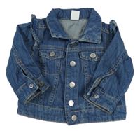 Tmavomodrá riflová bunda s volánky H&M