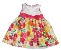 Bílo-barevné šaty s květinami