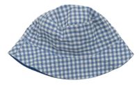 Modro-bílý kostkovaný plátěný klobouk