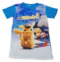 Modro-bílé tričko s Detektivem Pikachu