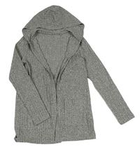 Šedý lehký svetrový cardigan s kapucí C&A