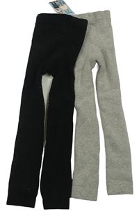 2x zateplené punčocháče bez šlapiček - šedé + černé zn. Pocopiano
