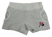 Šedé pruhované bavlněné kraťasy s Minnie zn. H&M