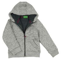 Šedá pletená zateplená propínací mikina s logem a kapucí Mountain Warehouse