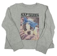 Šedá melírovaná crop mikina s pejskem C&A