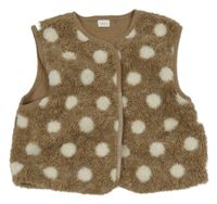 Hnědá puntíkatá huňatá podšitá propínací vesta Next
