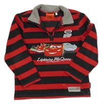 Červeno-tmavošedá pruhovaná fleecová mikina s Cars 