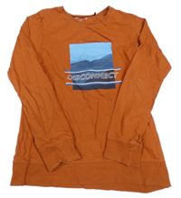 Hnědé pyžamové triko s potiskem 