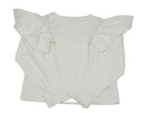 Bílé crop triko s volánky 