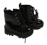 Nové - černé lakované kotníkové boty vel. 19