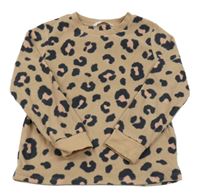 Hnědo-černé fleecové leopardí triko M&S