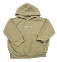 Béžová fleecová mikina s nápisem a kapucí 