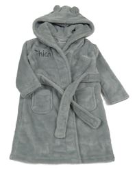 Šedý chlupatý župan s kapucí 