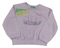 Nové - lila mikina s nápisem z flitrů Benetton