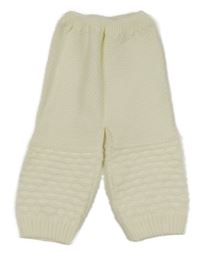 Smetanové vzorované pletené tepláky 