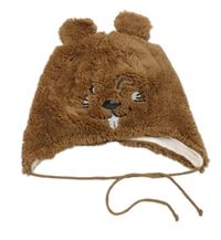 Hnědá chlupatá podšitá čepice s čumákem Ergee