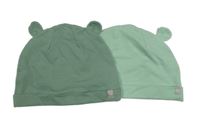 2x zelená čepice 
