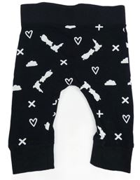 Černé lehké tepláky s bílým potiskem 