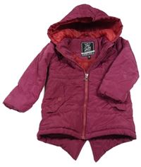 Fuchsiová šusťáková zateplená bunda s kapucí 