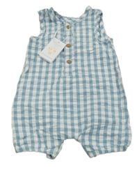 Nové - modro-bílý kostkovaný kraťasový overal Primark