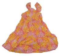 Růžovo-žluté květované lehké šaty Primark