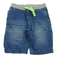 Modré lehké riflové kraťasy s šedým úpletovým pasem kids