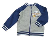 Šedo-modrá propínací mikina s nápisem Kiki&Koko