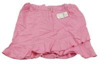 Nové - růžová lněná sukně 