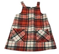 Červeno-černo-bílé kostkované vlněné šaty Tu