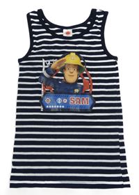 Bílo-tmavomodré tílko s hasičem Samem 