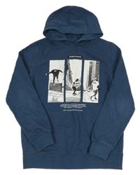 Tmavomodrá mikina s potiskem a kapucí C&A