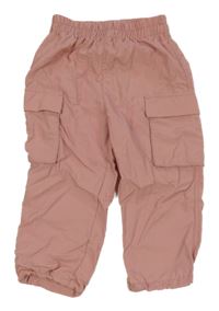 Růžové šusťákové kalhoty s kapsami H&M