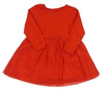 Červené bavlněno/tylové šaty F&F