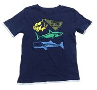 Tmavomodré tričko s mořskými živočichy Topolino