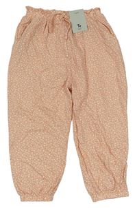 Starorůžové květované lehké teplákové kalhoty Tu