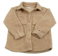 Béžová huňatá košilová bunda 