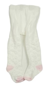 Bílo-růžové punčocháče se srdíčky Tu