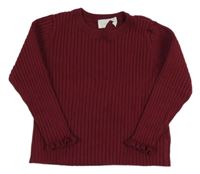 Vínový žebrovaný svetr H&M