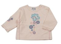 Růžové triko s motýlkem a květy 