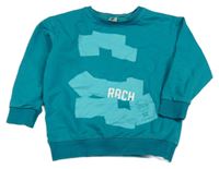 Zelená mikina s potiskem a nápisem 