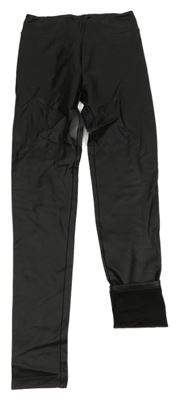 Černé koženkové zateplené legíny 