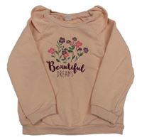 Růžová mikina s květy a volánky LC Waikiki