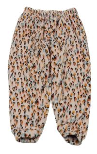Růžovo-oranžovo-modré vzorované plyšové pyžamové kalhoty Next