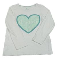 Bílo-tyrkysové triko se srdíčkem Lupilu