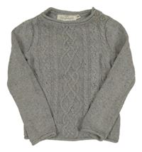 Šedo-barevný melírovaný vzorovaný svetr H&M